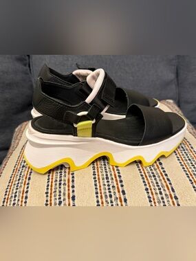 Sorel Black Sandals with Yellow Accents